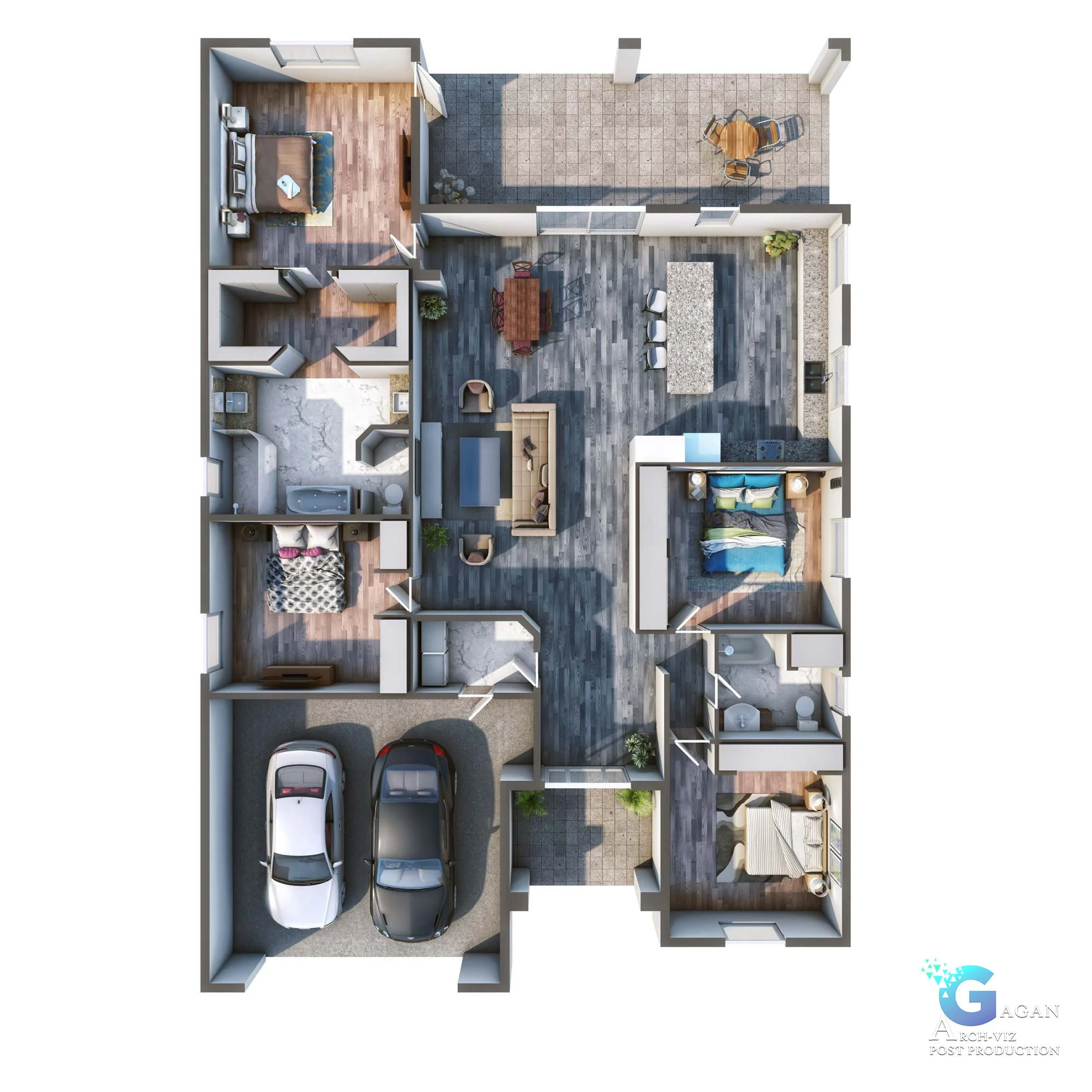Floor Plans Oakmont 3d visualization rendering