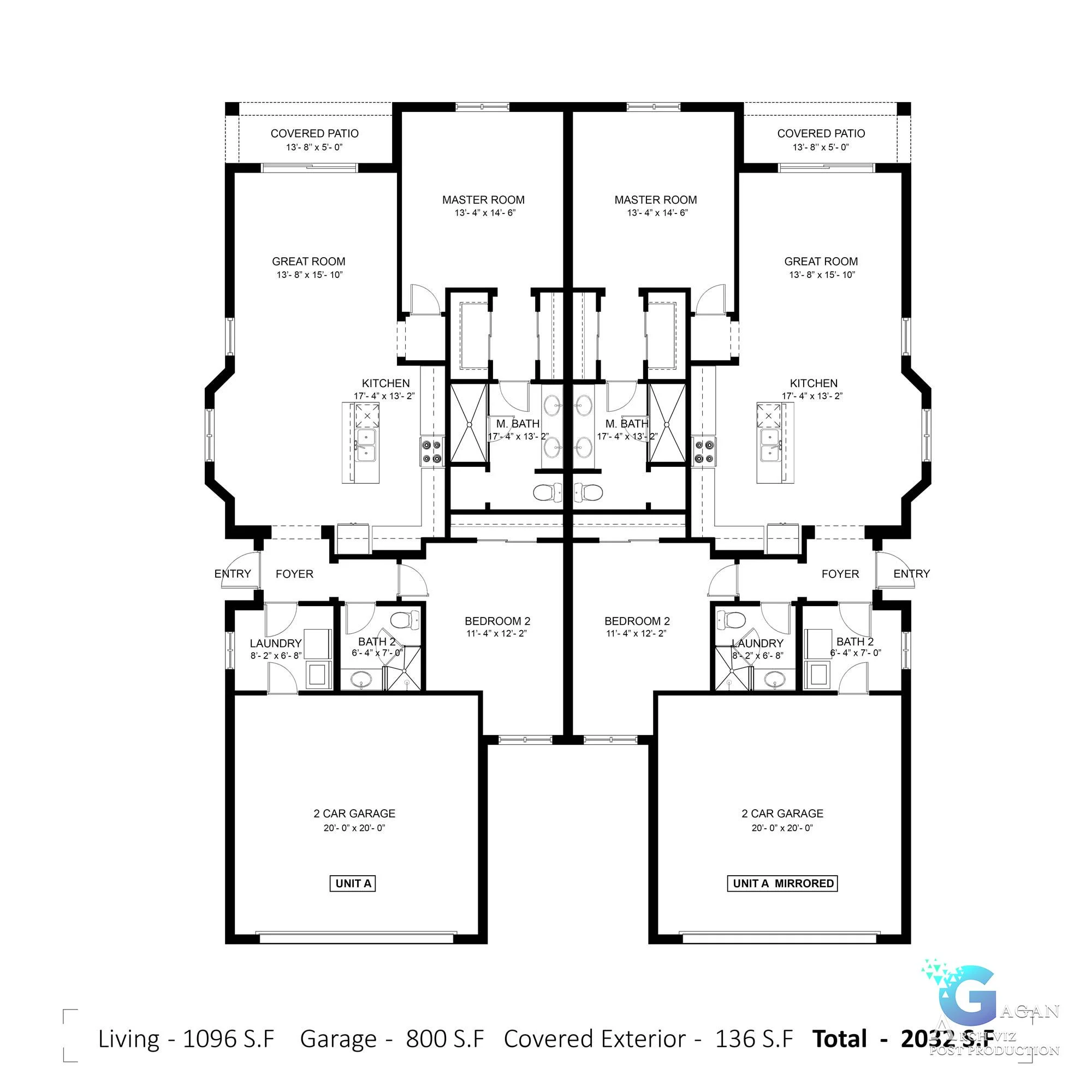 real estate property rendering 2d floor plan in photoshop, with dimension of each room mentioned sale, near beach